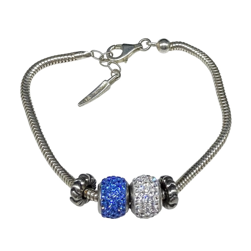Sterling Silver 925 Italy Crystal Beaded Bead Charm Bracelet RL Bacio Italian